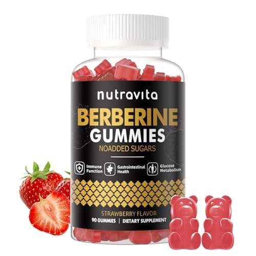 Nutravita Berberine Gummies with Ceylon Cinnamon 1500mg High Potency Berberine HCL Supplement for Immune and Metabolism Support, Sugar Free Organic Berberine Gummies Strawberry Flavor-1PACK - Image 1