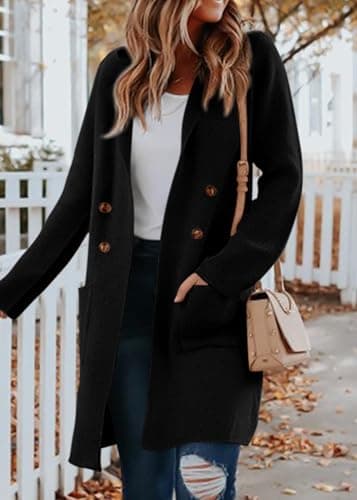 KIRUNDO Cardigan Sweaters for Women 2026 Fall Open Front Knit Sweater Jackets Business Casual Long Coatigan Winter Clothing(Black, XX-Large) - Thumbnail 3