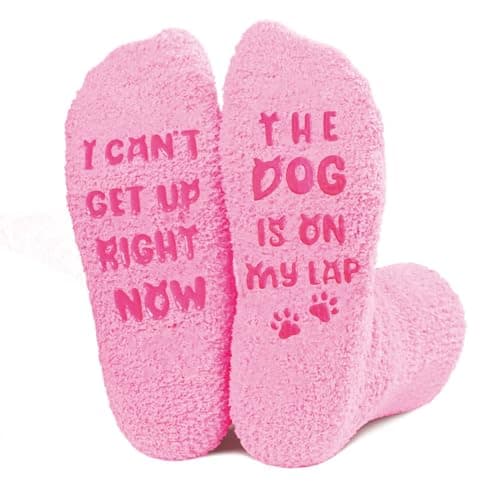 AmoraKiva Mothers Day Gifts for Mom Grandma Wife- Funny Dog Mom Fuzzy Slipper Socks, Teacher Appreciation Gifts for Women, Christmas Pink Gifts for Dog Lovers - Image 1