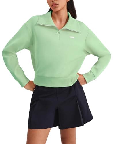 K-Swiss Women's Sweatshirts Quarter Zip Pullover - Fleece Workout Hoodies for Casual Sport, 2025 Fall Fashion Clothes,Green M - Image 1