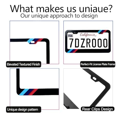 License Plate Frames Cover Compatible with BMW License Plate (3 Color Sport) 2 Pcs Pack, Aluminum Frame Holder - Thumbnail 2