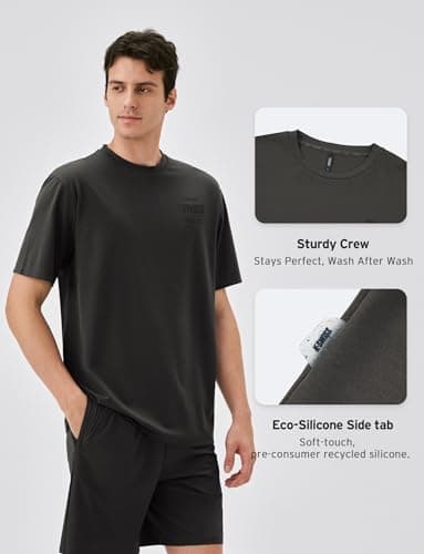 K-Swiss Heritage Men's Silky Tech T-Shirt, Soft Crewneck T-Shirts with Eco-Embossed Graphic for Sport Work Casual, Brown L - Thumbnail 5