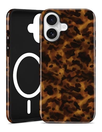 Aitipy Magnetic Little Tortoise Shell Phone Case for iPhone 16, Compatible with MagSafe, Cute Brown Aesthetic Leopard Print Soft TPU Hard PC Shockproof Protective Phone Cover for Women Girls - Image 1