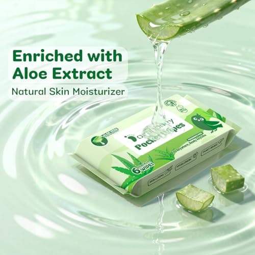 Dorahoney Unscented Wet Wipes Travel Size with Aloe Vera, Hypoallergenic Pocket Wipes for Sensitive Skin, 99% Water Moisturizing Mini Wipes Travel Essentials, 48 Count (8 Packs of 6) - Thumbnail 3