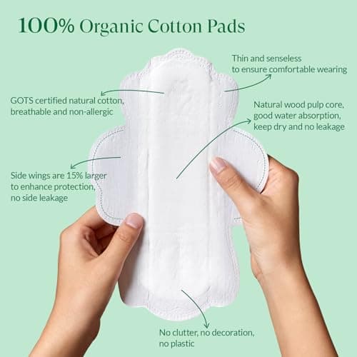 Rpe Life Feminine Care Bundle, Period Essentials 100% Organic Cotton Pads for Women, Size 2,3,5 Sanitary Napkins 124 Ct, Flushable Gentle Feminine Wet Wipes, Plant-Based Soothing Feminine Wash - Thumbnail 4