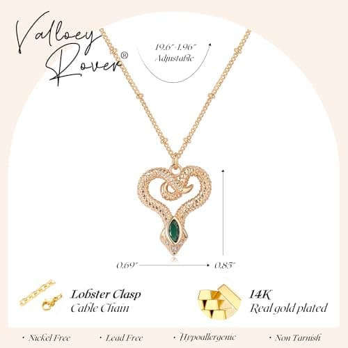 Valloey Rover Dainty Gold necklace for Women?Diamond Gold Snake Necklace for Women Trendy Waterproof Jewelry Gold Pendant Chain Necklace Jewelry Gifts for Her - Thumbnail 4