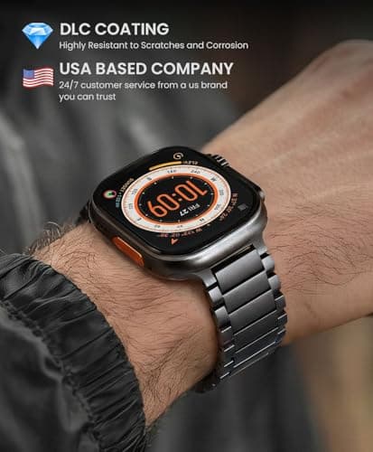 GROOBAL Titanium Band for Apple Watch Ultra 3/2/1 49mm & Series 11/10 46mm, Grade 5 Titanium Apple Watch Ultra Band for Men with Magnetic Clasp, Anti-Scratch Ultra 3 Band, Men Valentine's Gifts, Black - Thumbnail 2