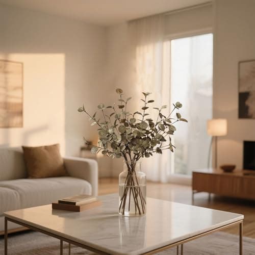 siqifloral 4PCS 24" Champagne Metallic Artificial Eucalyptus Stems – Real Touch Faux Eucalyptus for Vase Decoration, Living Room, Christmas & Holiday Home Decor - Thumbnail 3