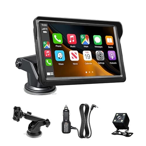 7" Wireless Carplay Screen for Car, for Apple CarPlay & Android Auto, Touch Screen Wireless Car Play Mirror Link with Backup Camera, GPS, Voice Control Carplay Car Stereo - Image 1