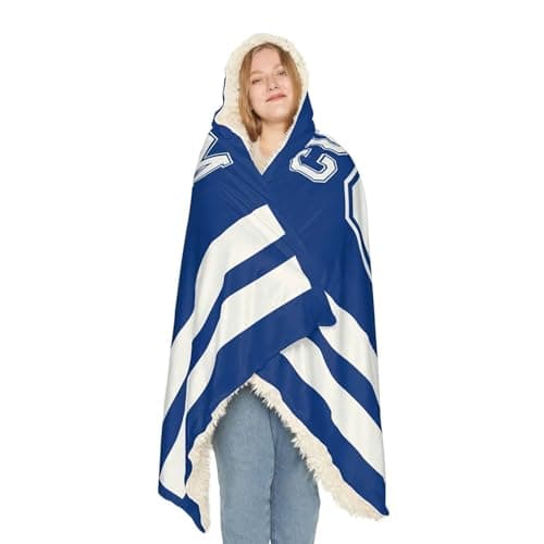 ROSLILY Personalized Football Jersey Hooded Blanket Game Day Custom Hooded Fleece Blanket with Name Football Team Wearable Blanket University Team Blanket Game Day Gifts - Thumbnail 5