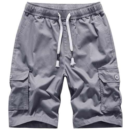 Msmsse Men's Hiking Cotton Cargo Shorts Summer Workout Casual Shorts with Multi Pockets Grey US 34 - Image 1