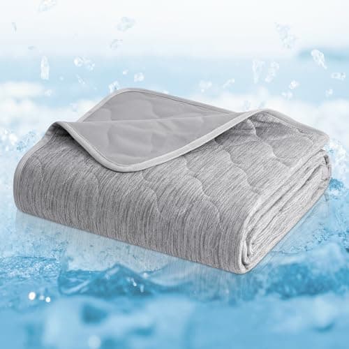 Cozy Bliss Deluxe Leakproof Cooling Blanket for Large Dogs Q-Max 0.46, Soft & Durable Washable Pet Cooling Mat for Hot Weather, Livingroom, Couch & Bed Protector for Cats, Silver Grey, 60"x80"