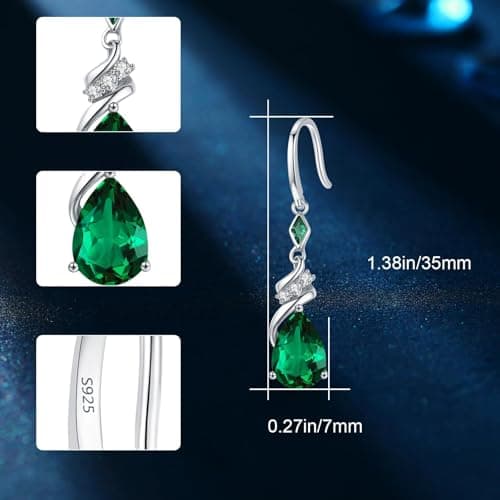 Sterling Silver Earring For Woman -Teardrop Birthstone Earring Jewelry Birthday Gifts for Women,Girlfriend,Wife,Mom - Graduation, Friendship,Birthday, Anniversary (04-Cubic Zirconia) - Thumbnail 4