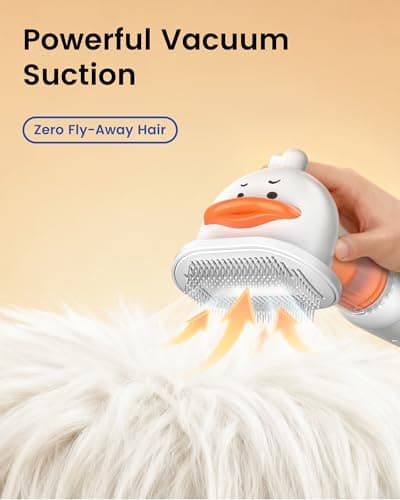 kurtmark Vacuum Dog Brush for Shedding, 4-in-1 Self-Cleaning Slicker & Undercoat Rake, Deshedding Grooming Tool, Anti-Static, Massage & Combing All In One! (White) - Thumbnail 2