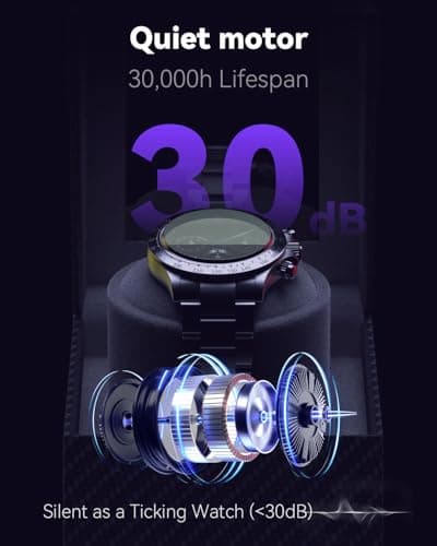 KAVYIA Watch Winder with Japanese Motor – Silent Adjustable Rotation, Premium PU Leather Exterior and Soft Flexible Watch Pillows, for Father's Day Gift for Him, Birthday - Thumbnail 3