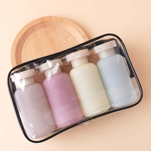 3.4oz Travel Shampoo Bottle with Flip Cap, Leak Proof Plastic Squeeze Bottles, Reusable Empty Travel Shampoo and Conditioner Bottles for Creams, Lotion, Foundation, Conditioner (Garden Series, 4Pcs) - Thumbnail 3