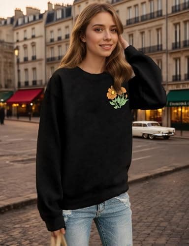 Ladicme Christian Sweatshirts for Women God Religious Pullover Casual Inspirational Long Sleeve Tops Black - Thumbnail 2