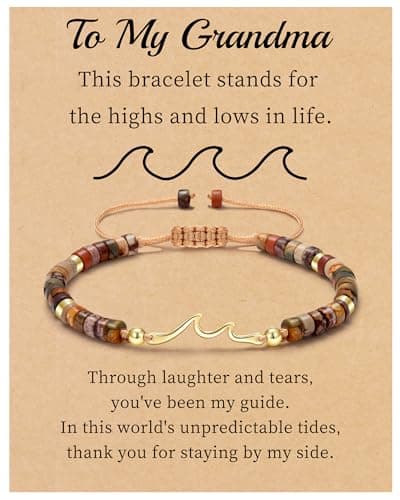 Sistble Mothers Day Gifts for Grandma, Grandma Gifts Birthday Gift from Granddaughter Grandson Retirement Gift for Women Wave Beaded Bracelets Handmade Jewelry for Grandmother - Image 1