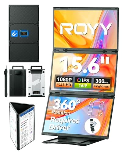 15.6" Quad Laptop Screen Extender,FHD 1080P Double Portable Monitor with 30" Combined Display(Landscape/Portrait),One-Cable Connection and Driver Required,Compatible with Wins & Mac(M1/M2/ M3/M4/M5) - Image 1