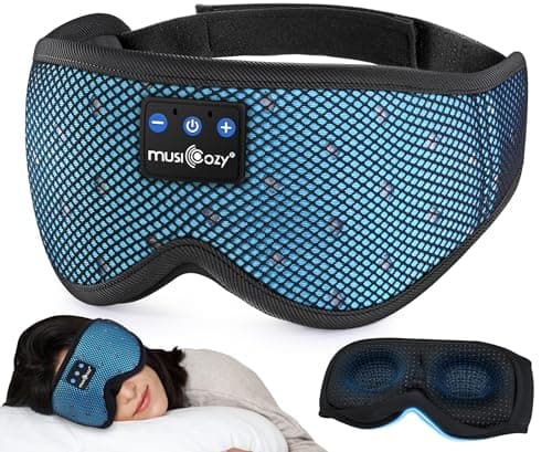 MUSICOZY Sleep Headphones Breathable Sleep Mask Bluetooth 5.4 Wireless Earphones Mask Sleeping Eyemask for Side Sleepers for Women Men Travel Meditation Gift (Mesh Blue) - Image 1