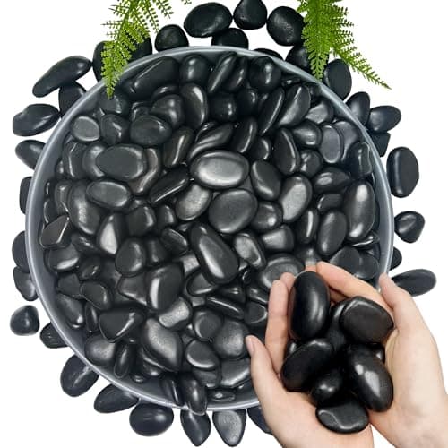 45LB Black River Rocks for Landscaping 1-2 Inch Natural Polished Stones Decorative Pebbles for Plants Vases Aquarium Large Outdoor Garden Rocks - Image 1
