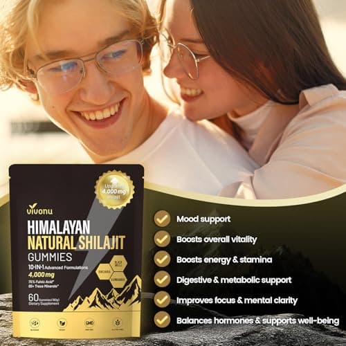VivoNu Shilajit for Men & Women Gummies | 4000mg High Potency 10-in-1 Formula with Pure Himalayan Shilajit, Ashwagandha, and 75% Fulvic Acid | Sugar-Free Vegan, 85+ Trace Minerals - Thumbnail 6