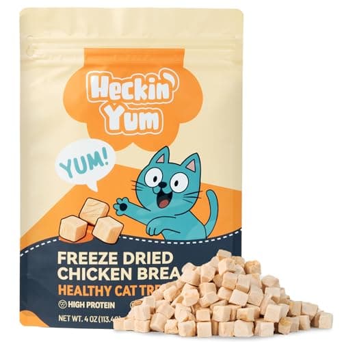 Heckin Yum Freeze Dried Chicken Cat & Dog Treats, Single Ingredient, Healthy Cat Snacks & Food Toppers for Picky Cats, 4 oz - Image 1
