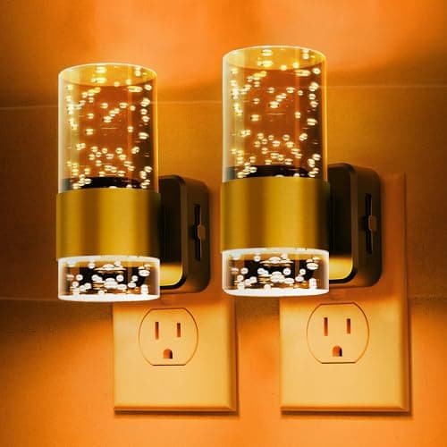 Night lights plug into wall, Amber Night Light with Adjustable Brightness, Plug in NightLight with Auto Light Sensor, Wall Sconce-style Design Night Light for Bathroom,Hallway, 2 Pack - Image 1