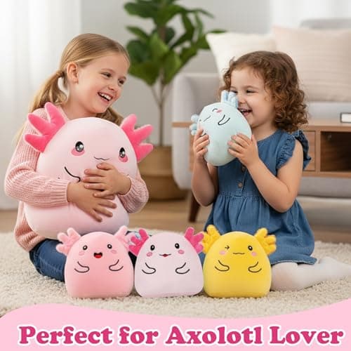 Axolotl Plush with 4 Babies Inside - 13 Inch Mommy Axolotl Plush Interactive 4 Colorful Baby in Tummy 5-Piece Cute Big Axolotls Adopt Toy Plushies for Girls Boys 0-8 Kids Birthday Baby ShowerGift - Thumbnail 2