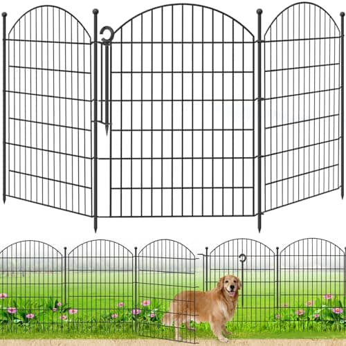Decorative Garden Fence 40in (H) x12ft (L), 5 Pack No Dig Fence Animal Barrier for Dog with Lock, Arched Flower Bed Edging, Wire Border Panel Fencing for Yard Patio Outdoor Decor - Image 1