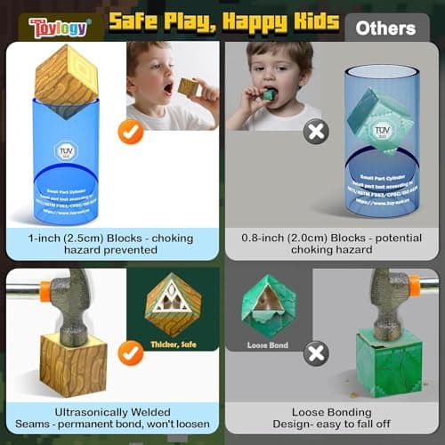 Large Magnetic Blocks 1 inch Magnetic Building Blocks for Kids Age 3-5 5-7 6-8, Magnet Learning Sensory Toys, Game Inspired Building Craft, Holiday Toys Gifts, Mine Magnet World Stacking Cubes - Thumbnail 2