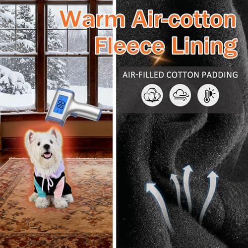 2 Pack Fleece Lined Dog Hoodie for Small Medium Large Dogs, Soft Warm Dog Sweater Jackets Winter Fall Pet Hooded Clothes Custume Dogs Sweatshirt with Leash Hole and Pocket, Black and Navy Blue, S - Thumbnail 3