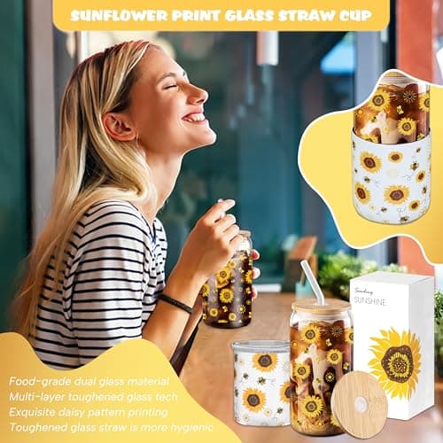 Sunflower Gift Baskets for Women,Sending Sunshine Unique Birthday Cheer Up Box Self Care Package,Get Well Soon Spa Gifts Set Box w/Blanket - Thinking of You Gift for Her,Girls,Women,Sister,Mom - Thumbnail 2