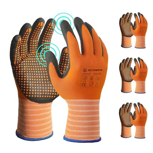 Schwer 3 Pairs Safety Work Gloves Micro-Foam Nitrile Coated, Level 4 Abrasion Resistant Nylon Working Gloves with Micro Dot Grip, Touchscreen, Used for General Use, Gardening, Mechanic, LT5619, XL - Image 1