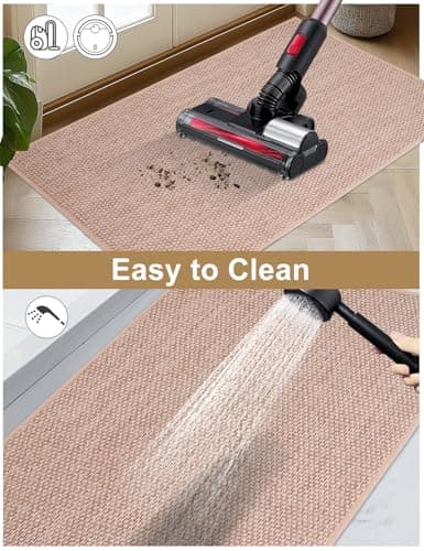 Indoor Door Mat 17"x30" - No Creases Entryway Mat, Low-Profile Dirt Trapper Front Door Mat for Inside Entrance, Non Slip Rubber Backing Inside Doormat for Entryway, Easy Clean Washable (Khaki) - Thumbnail 6
