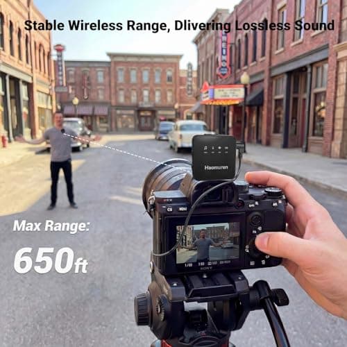 Haomuren Wireless Lavalier Microphone, Dual-TX Mini Lapel Mic for iPhone & Android, Noise Reduction, Compatible with iPad, Tablet & PC, Plug & Play for Camera Recording, Video & Vlog (Dark Black) - Thumbnail 5