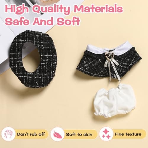 Clothes for Blind Box Dolls, 3-Piece Premium Dolls Accessories Set for 15-17cm Plush Blind Box Toy Skirt Outfit (Black Shawl) - Thumbnail 5