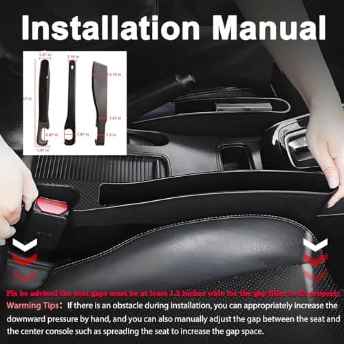 2 PCS Car Seat Gap Filler, Seat Gap Filler with Black-Carbon Fiber Texture for Cars SUV Trucks, Console Side Gap Organizer Storage Box with Charge Cable Hole, Fit for 1.2 Inches Seat Console Gap - Thumbnail 2