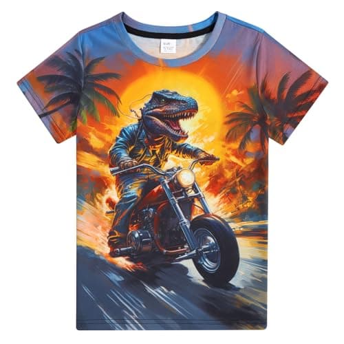 Funnycokid Toddler Boys Shirts Size 4 5 Girls T-Shirts Kids Dinosaur Dino Clothes Tops Tees Graphic Short Sleeve Birthday Cool 4-5 Years - Image 1