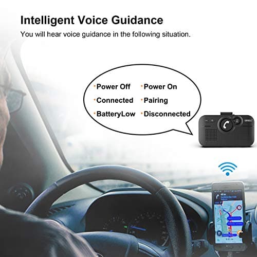 SUNITEC Handsfree Bluetooth Car Kit for Cell Phone, Wireless Bluetooth Speaker for Car, AUTO Power ON Support Siri Google Voice Assistant Hands Free Phone Speakerphone with Visor Clip-BC980SA - Thumbnail 5