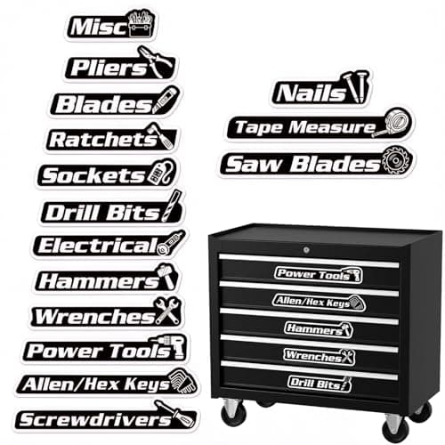 15-Pack Magnetic Tool Box Labels with Visual Icons, Upgraded 3D Magnetic Toolbox Labels for Fast ID, Tool Box Magnets for Steel Chests, Narrow Drawers & Garage Organization, Practical Gift for Men - Image 1