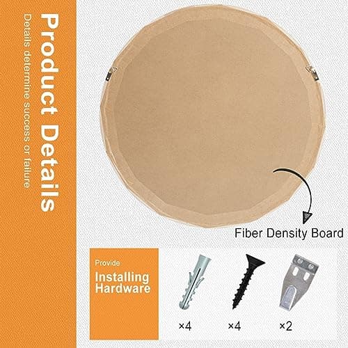 FRUMENSHIP Round Wood Frame Mirror 28 Inch, Brown Wall Circle Mirror for Bathroom, Nursery, and Wall Decor - Thumbnail 4