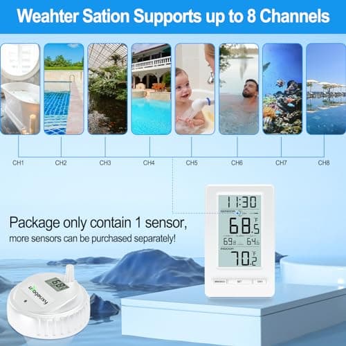 Urageuxy Wireless Digital Pool Thermometer, 328ft Remote Floating Thermometer with Backlit Display for Pool, Hot Tub, Spa and Cold Plunge - Thumbnail 4