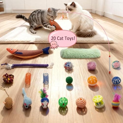 VIEFIN Cat Tunnel Bed with 20 Cat Toys, Collapsible Play Tunnel for Indoor Cats, Kitten Toys for Indoor Kittens, Octopus Shaped - Thumbnail 2