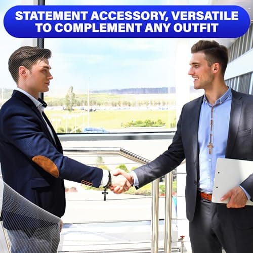 2 Pcs Small Wood Rosary Necklace – Wooden Cross Necklaces for Men and Women with Tan or Black Beads, 22" Length and 6" Drop – Lightweight Cross Accessory for Daily Wear, Layering, Prayer or Gifting - Thumbnail 6