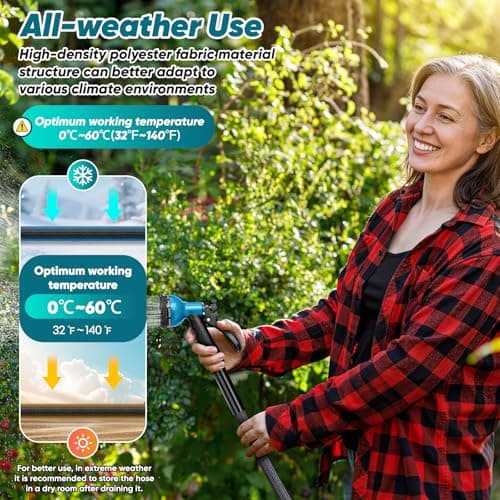 BAZOLOTA Garden Hose 100FT Non-Expanding, Lightweight Hose With 10-Function Nozzle, Leak-Proof, No-Knot, Easy to Carry, Wear-Resistant, Sturdy 3/4GHT Flexible Water Hose for Yard Garden Outdoor - Thumbnail 6
