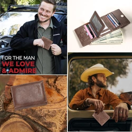 HiChiclife Men's Trifold Wallet, Classic RFID Blocking Leather Design - Durable Front Pocket Wallet with ID Window & Multiple Card Slots, Gift Box Included - Thumbnail 4