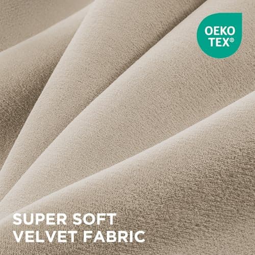 Joydeco Latte Coffee Velvet Curtains 96 Inches 2 Panels, Luxury Thermal Insulated Soft Curtains for Bedroom & Living Room, Room Darkening Velvet Drapes, Rod Pocket (52W x 96L) - Thumbnail 2