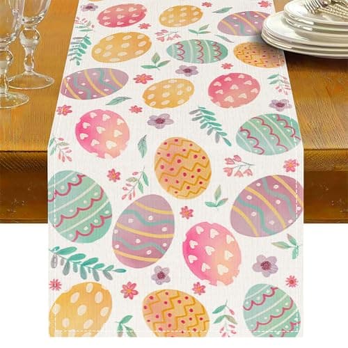 Oeyliz Easter Table Runner Easter Egg Table Runners Kitchen Dining Table Decoration 13x72 Inches Spring Table Runners Table Decoration for Home Party Decor - Image 1