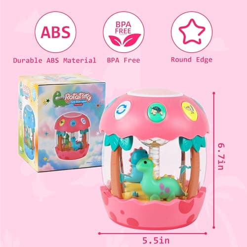 Baby Girl Toys 6-12 Months Rotating Musical Light Up Tummy Time Toy - Thumbnail 5